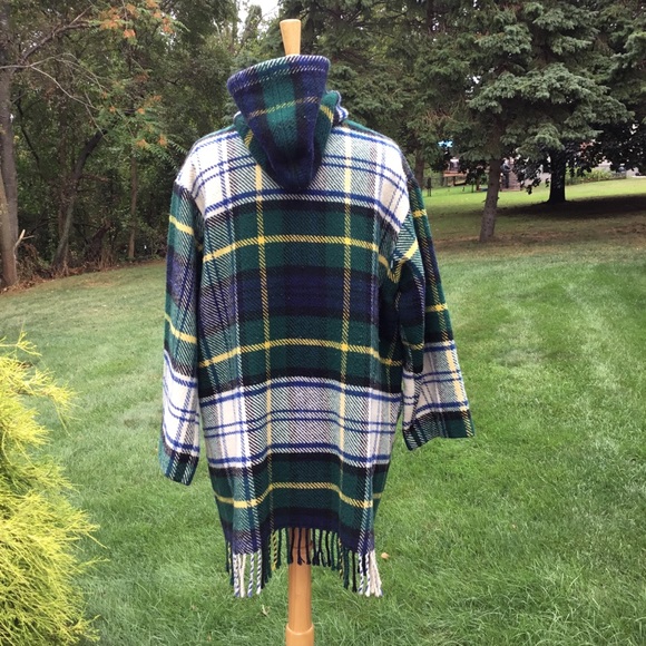 Vintage Irene Marshall Scottish Tartan Wool Toggle Fringe Coat - Picture 8 of 9